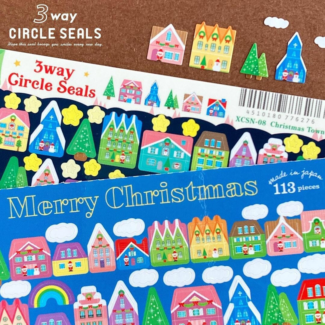 Christmas Town 3-Way Circle Stickers | Ryu-Ryu
