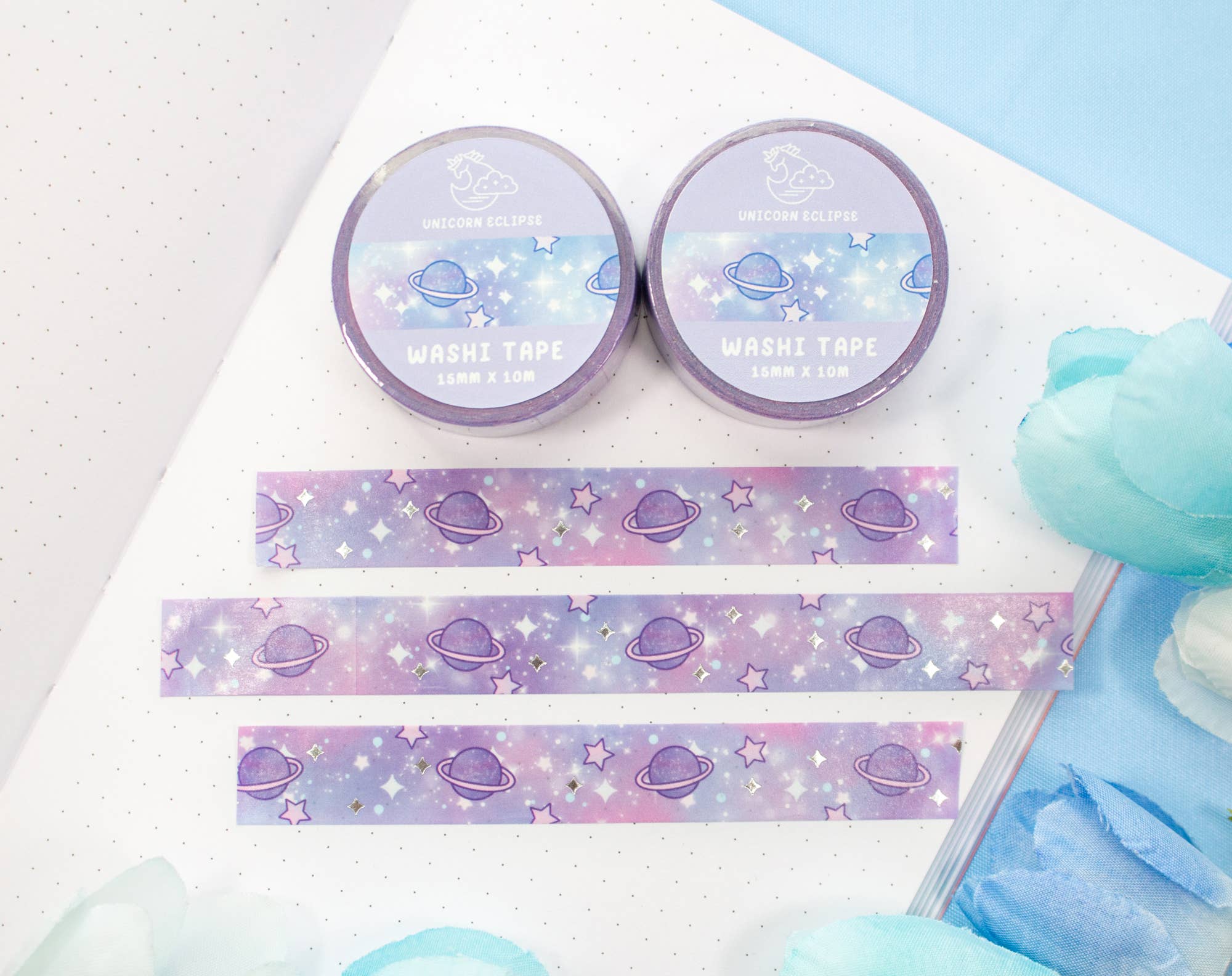 Blue Galaxy Silver Foil Washi Tape