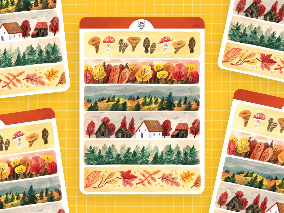 Autumn Tape Strip Sticker Sheet by Wild Pencil Studio | Papertail Fox