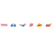 PLUS Deco Rush Tape in Vacation design showing sunglasses sandals and beach accessories
