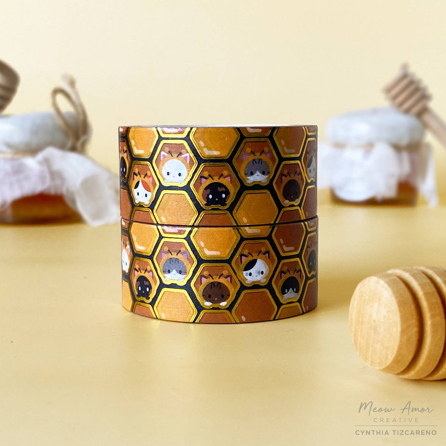 Bee Hive Gold Foil Washi Tape by Meow Amor Creative | Papertail Fox