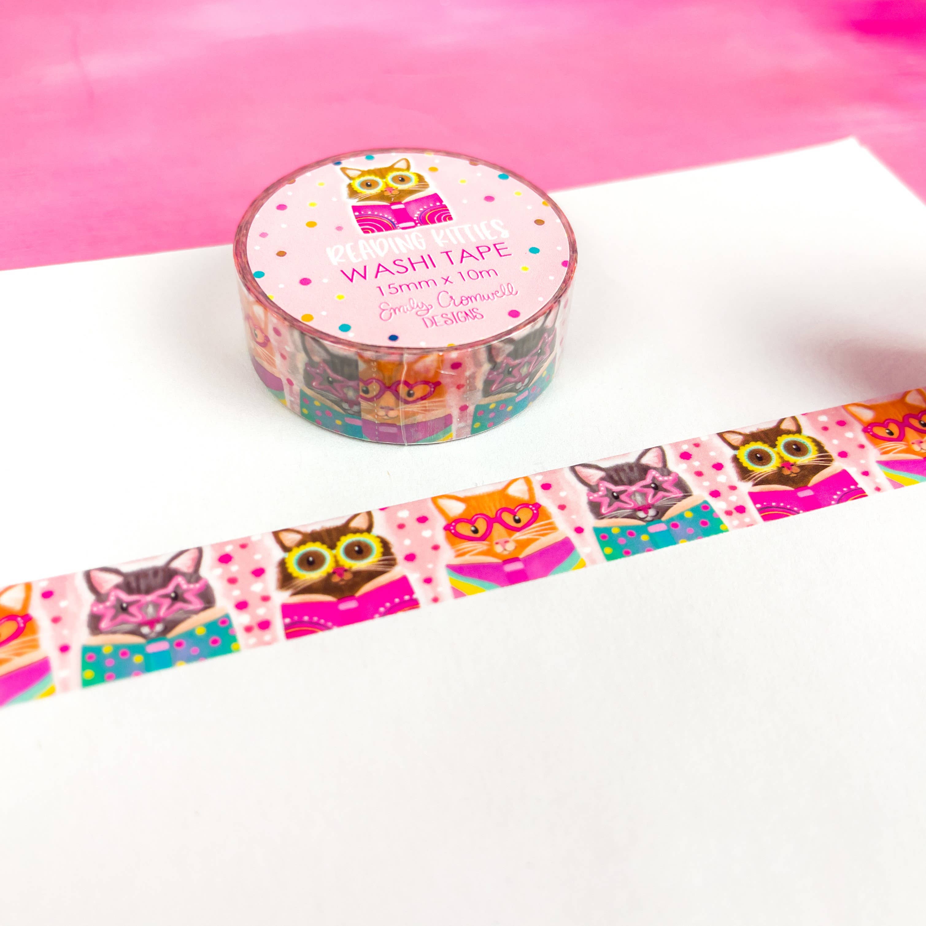 Reading Kitties Washi Tape | Emily Cromwell Designs
