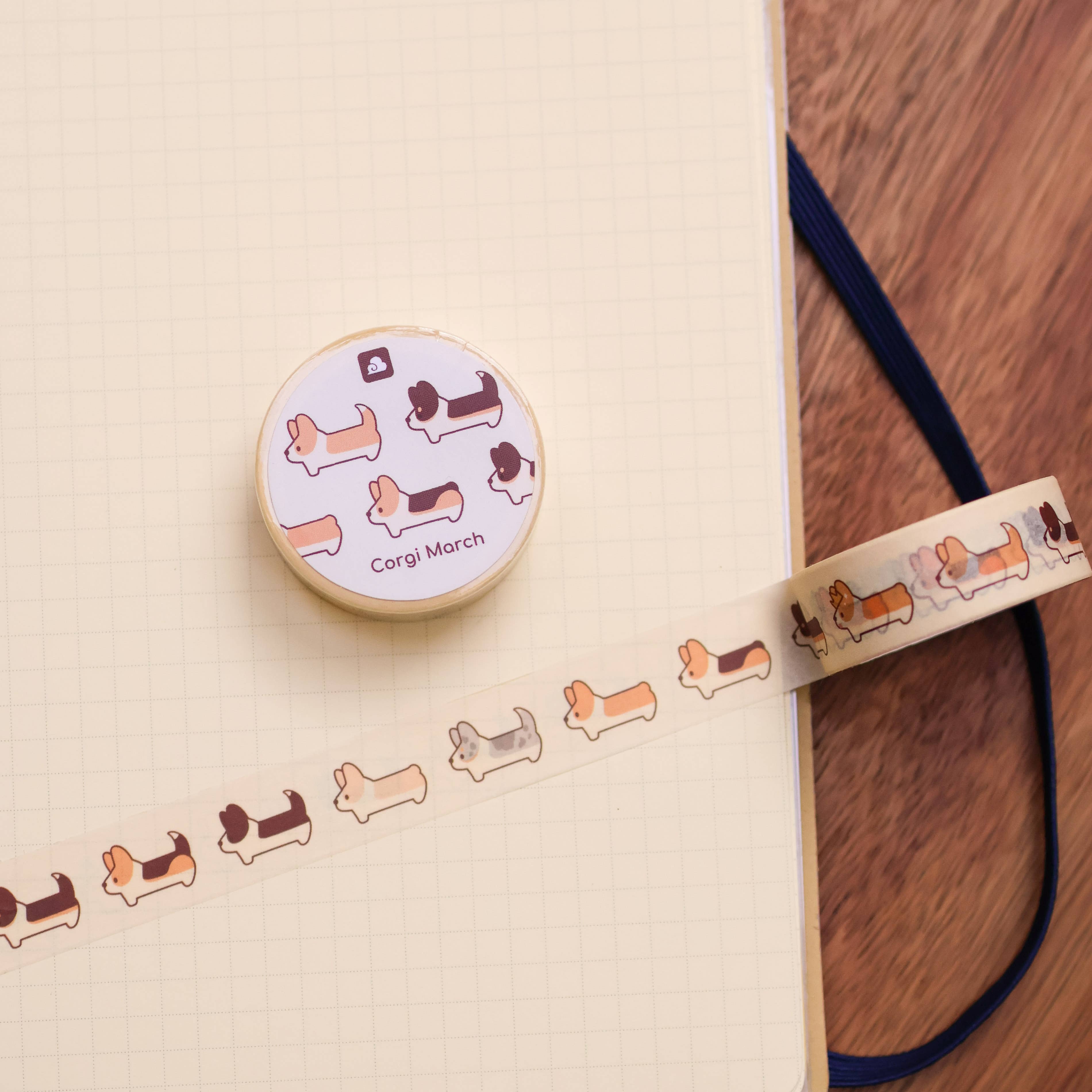 Thousand Skies Corgi March Washi Tape - 15mm Matte Finish