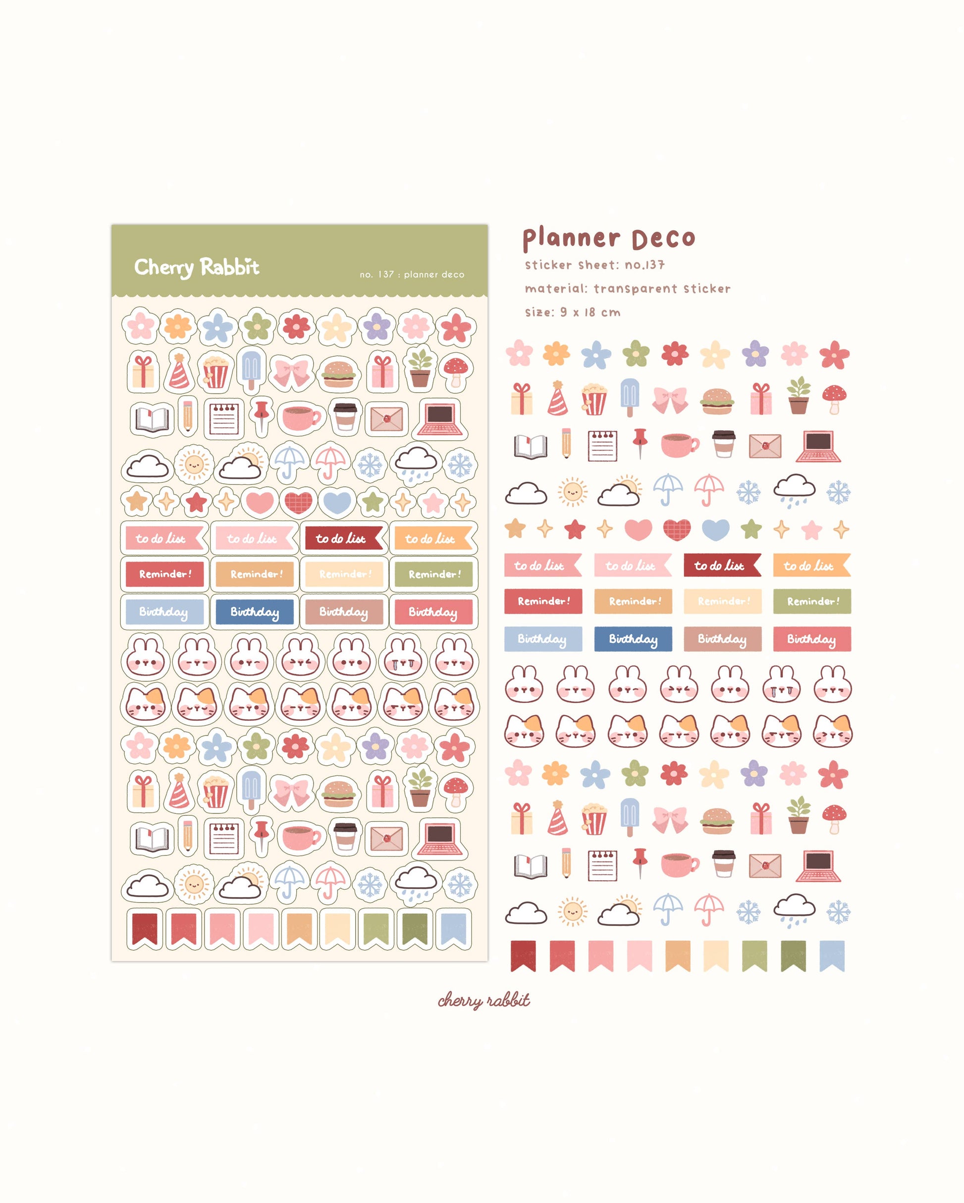 Planner Deco Sticker Sheet no.137 by Cherry Rabbit | Papertail Fox