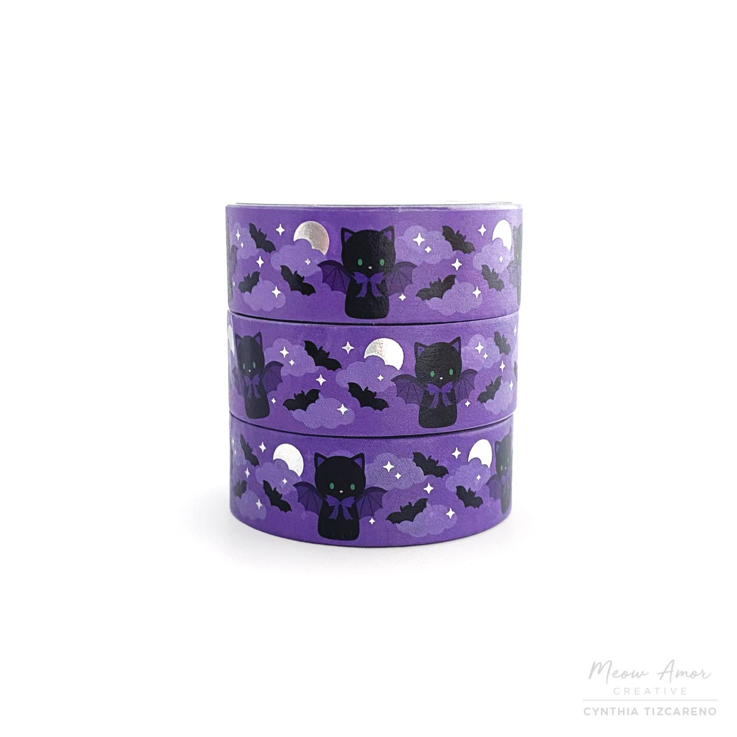 Bat Cat Holographic Foil Washi Tape by Meow Amor Creative | Papertail Fox