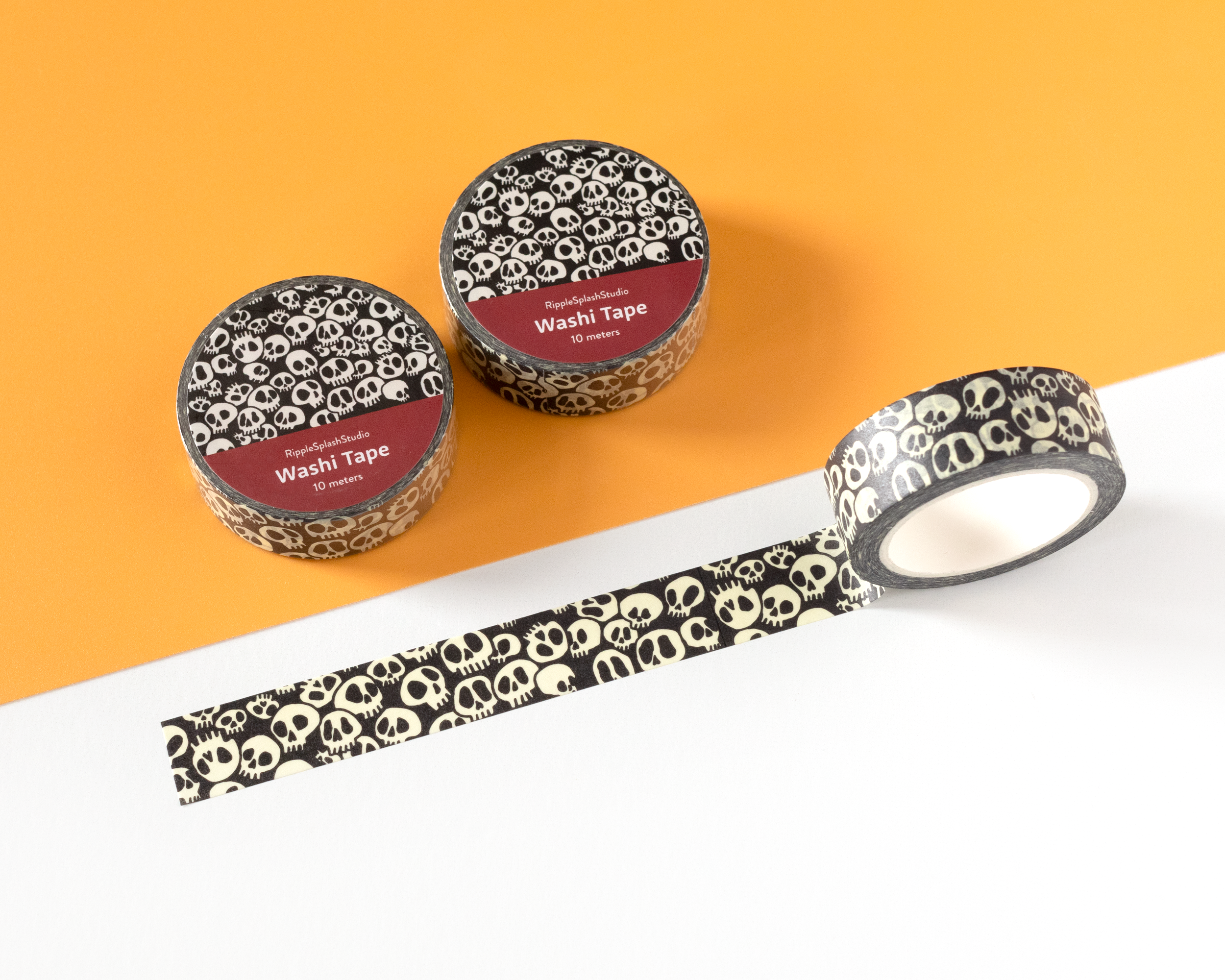 Gothic Black & Cream Skull Washi Tape by RippleSplash Studio | Papertail Fox