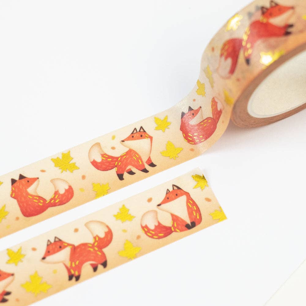 Frolicking Foxes Gold Foil Washi Tape | Birdie Tam