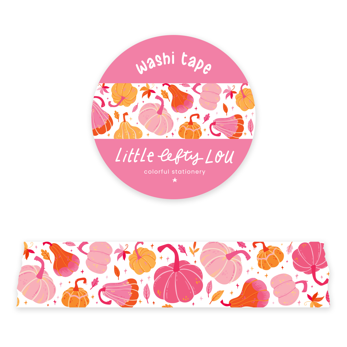 Wide Pink Pumpkins Washi Tape by Little Lefty Lou | Papertail Fox