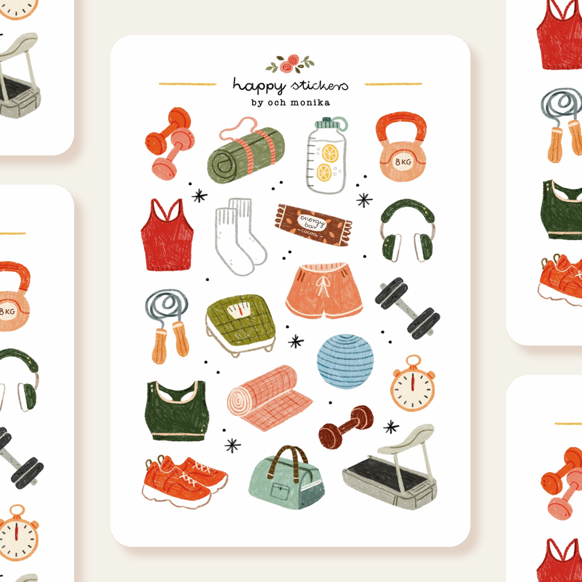 Fitness Sticker Sheet by Och Monika | Papertail Fox