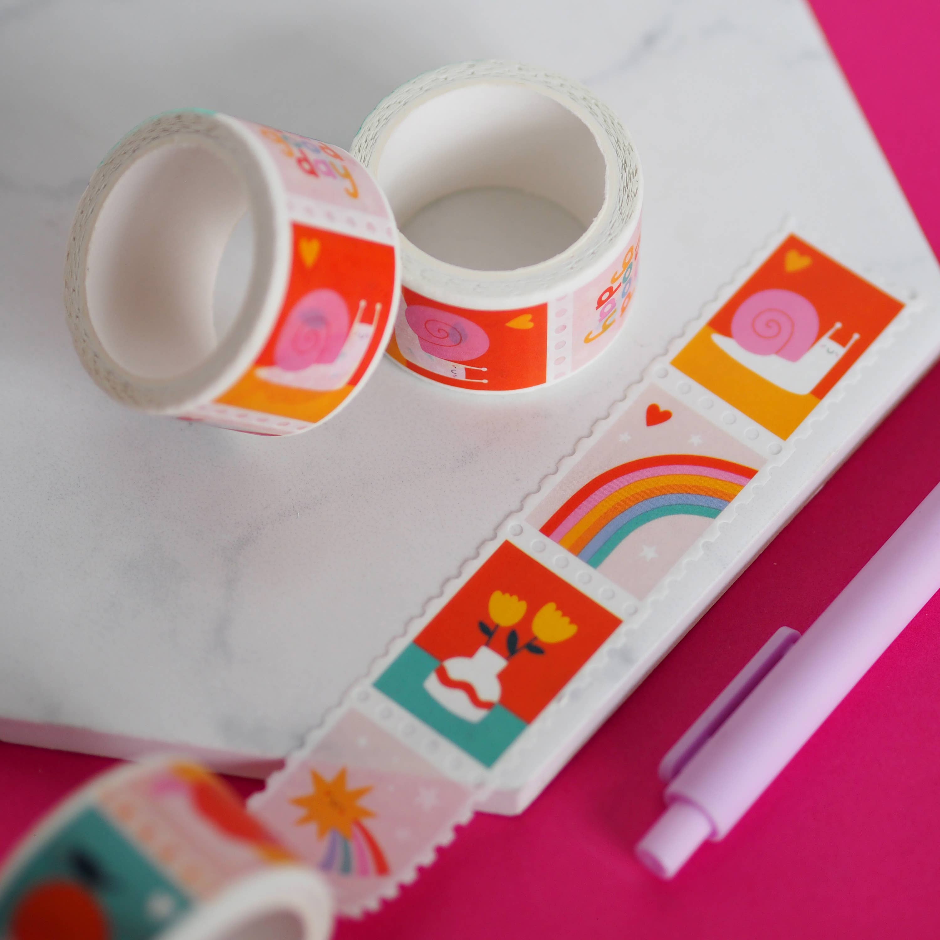 Cute Vibrant Postage Stamp Washi Tape | Nutmeg and Arlo
