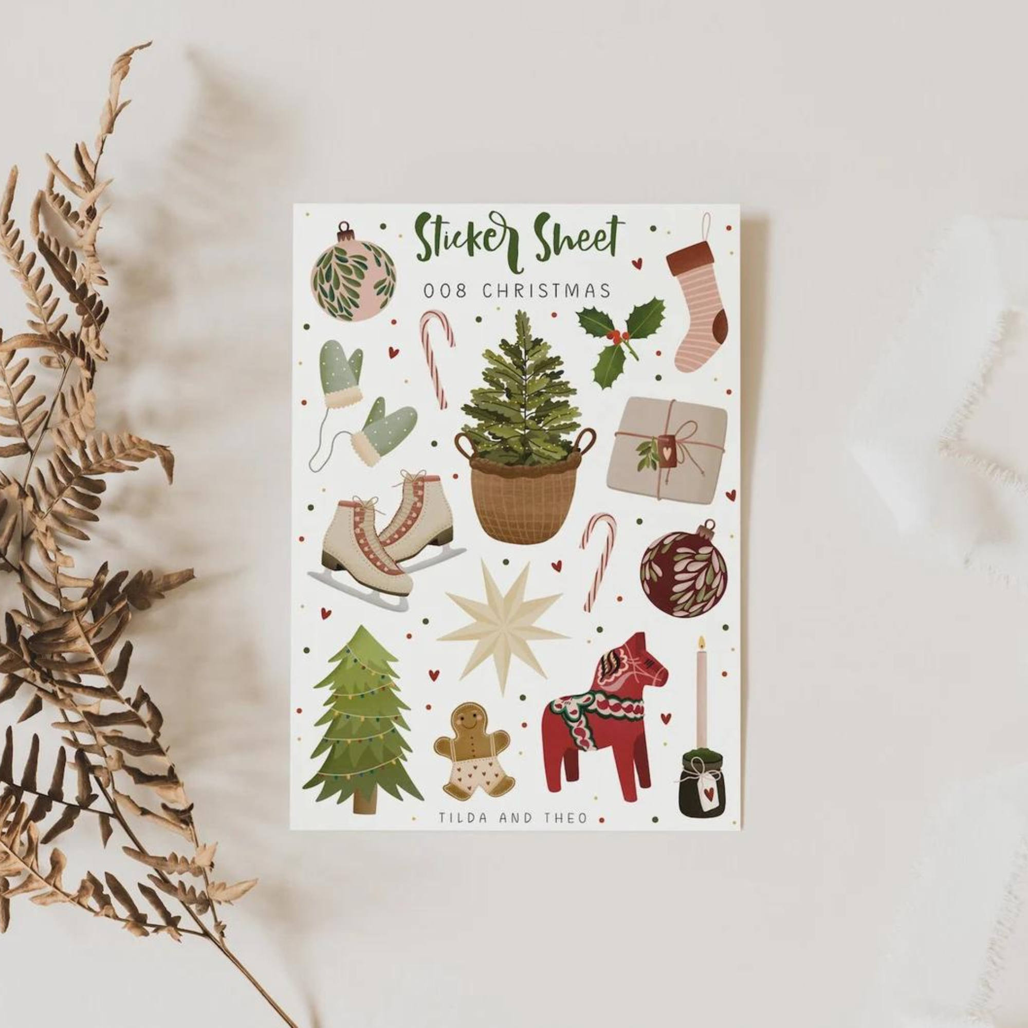 Scandi Christmas Sticker Sheet | Tilda & Theo