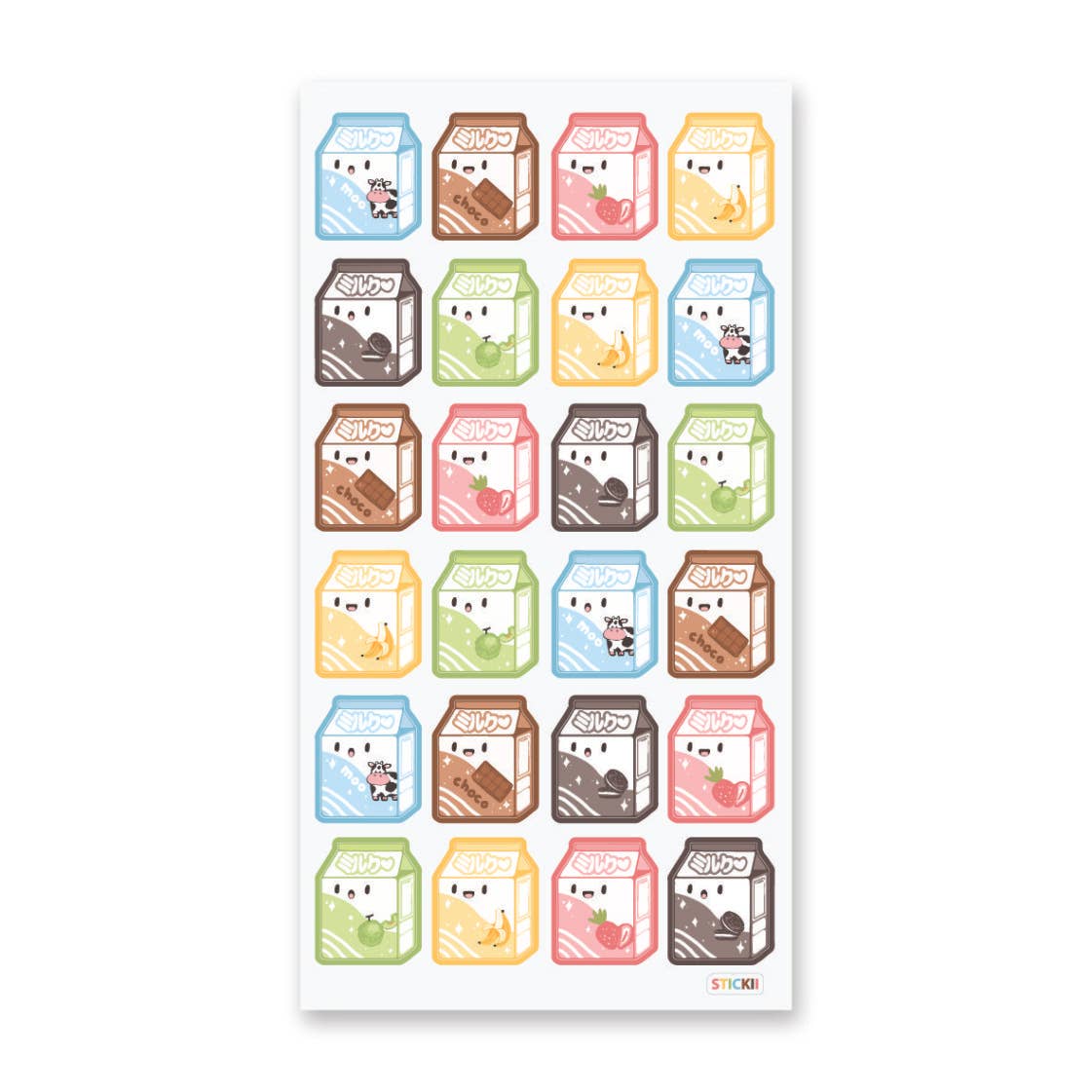 Kawaii Milk Sticker Sheet