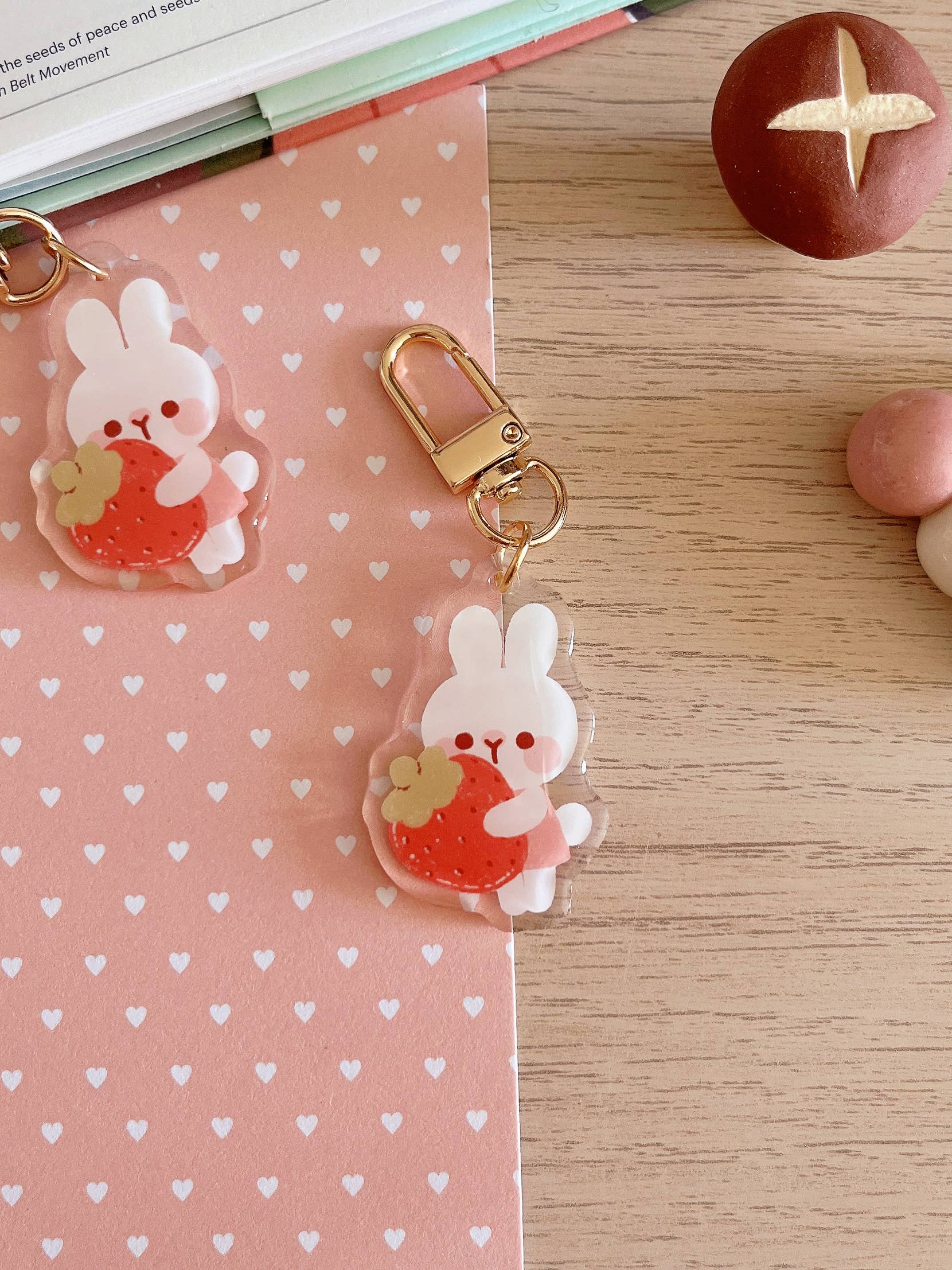 Strawberry Rabbit Keychain
