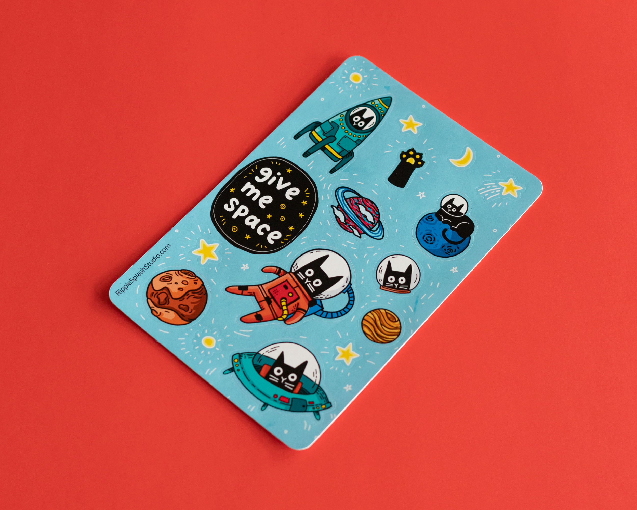 Space Cat Sticker Sheet | RippleSplash Studio