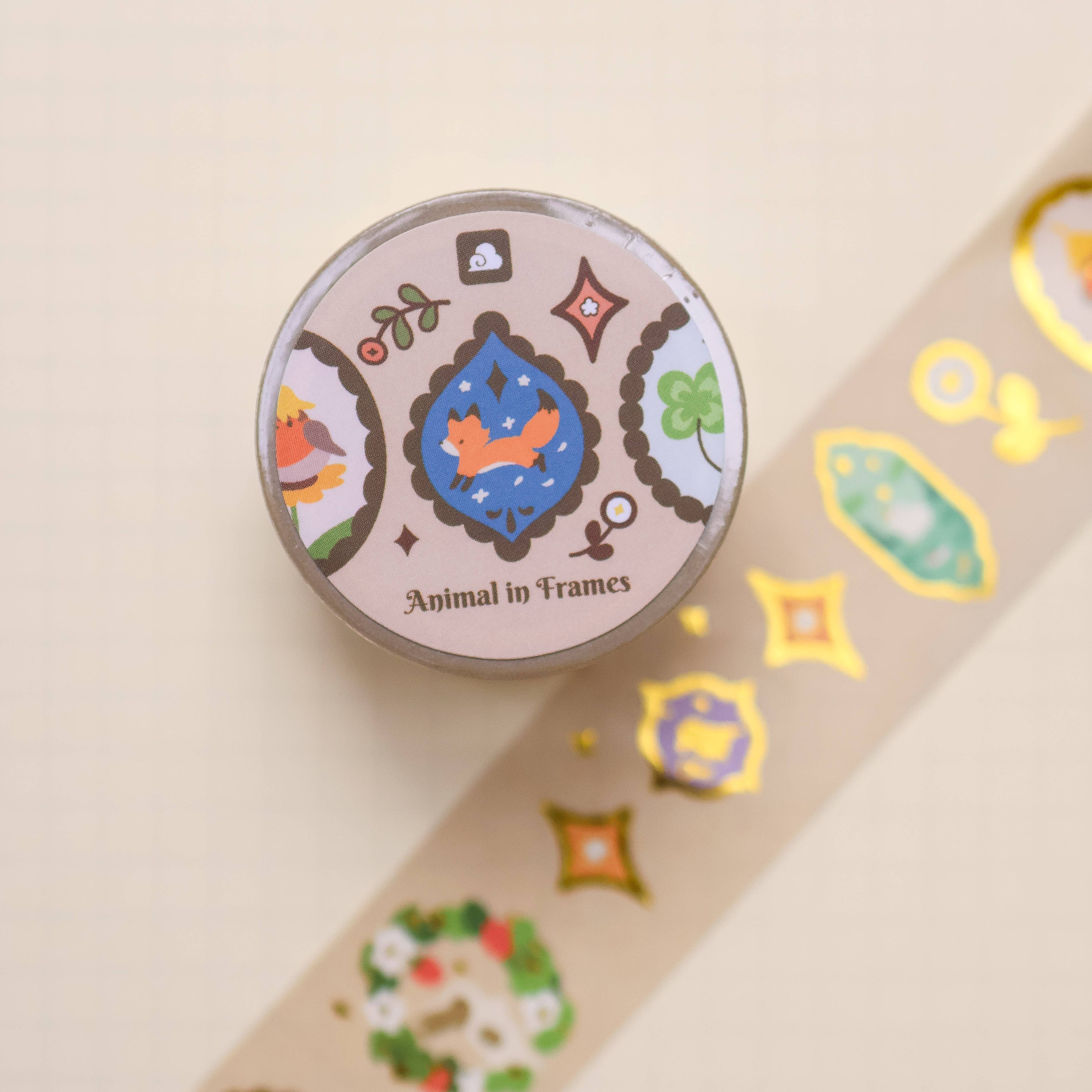 Thousand Skies Animal in Frames Washi Tape - 25mm Foil Accents Animal Theme