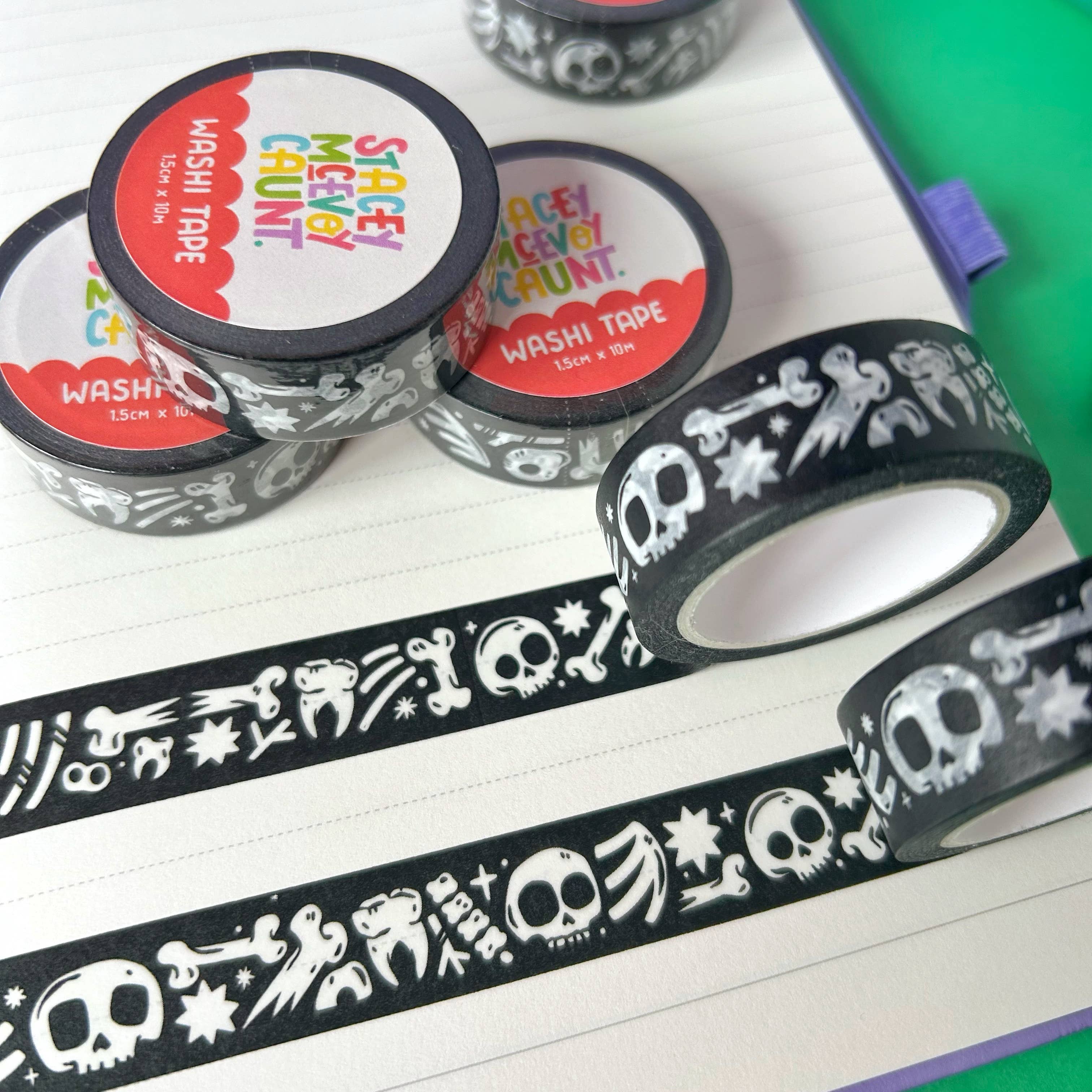 Skull and Bones washi tape by Stacey McEvoy Caunt | skull and bones pattern | Papertail Fox