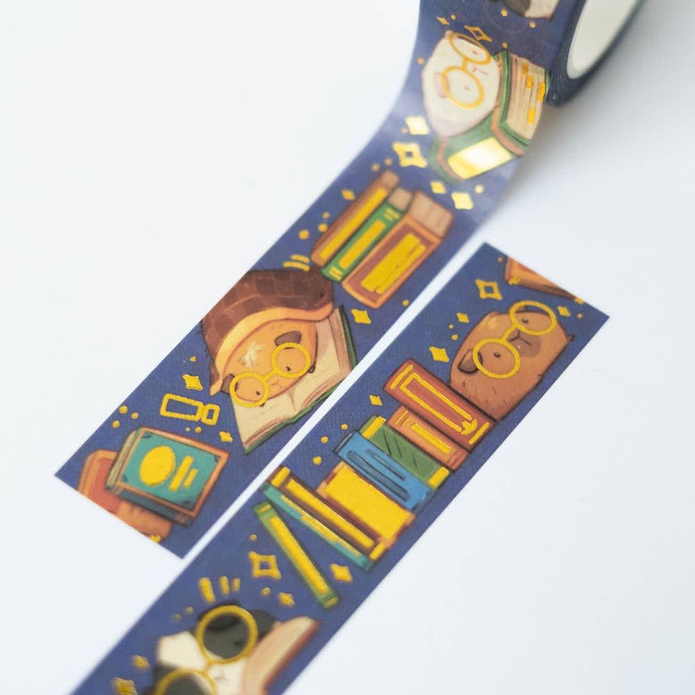 Book Lover Gold Foil Washi Tape | Birdie Tam