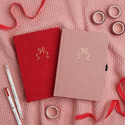 Archer & Olive Bow in Pink or Red - Dot Grid Notebook - 128 pages - A5