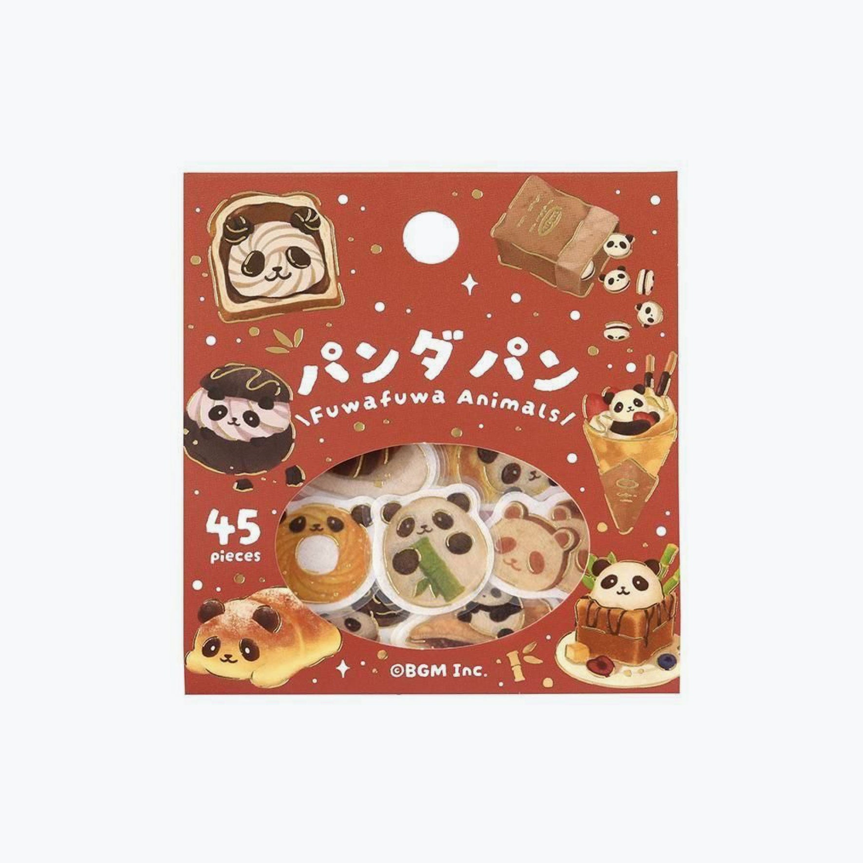 Fluffy Animals Foil Flake Stickers - Panda Bread