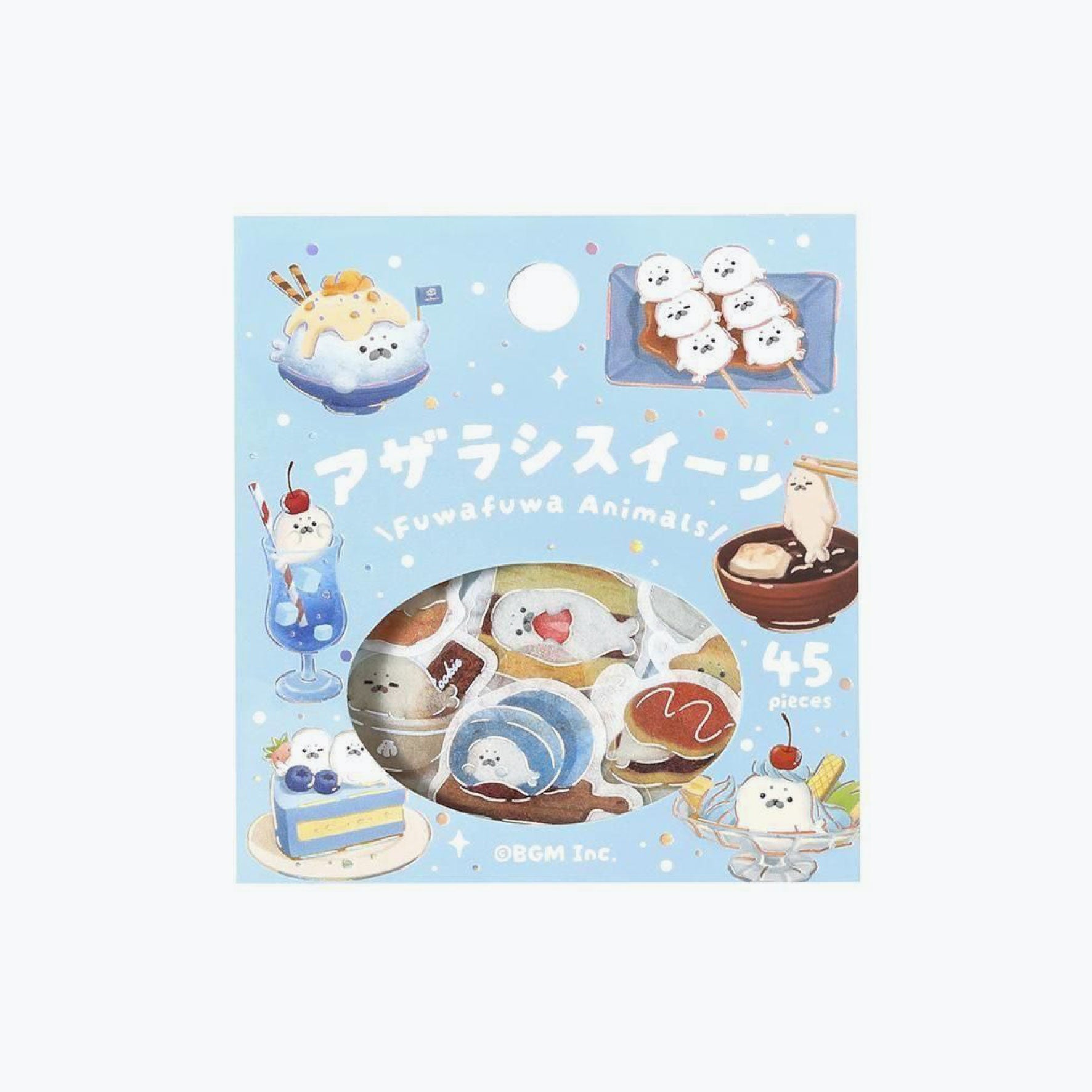 Fluffy Animals Foil Flake Stickers - Seal Sweets