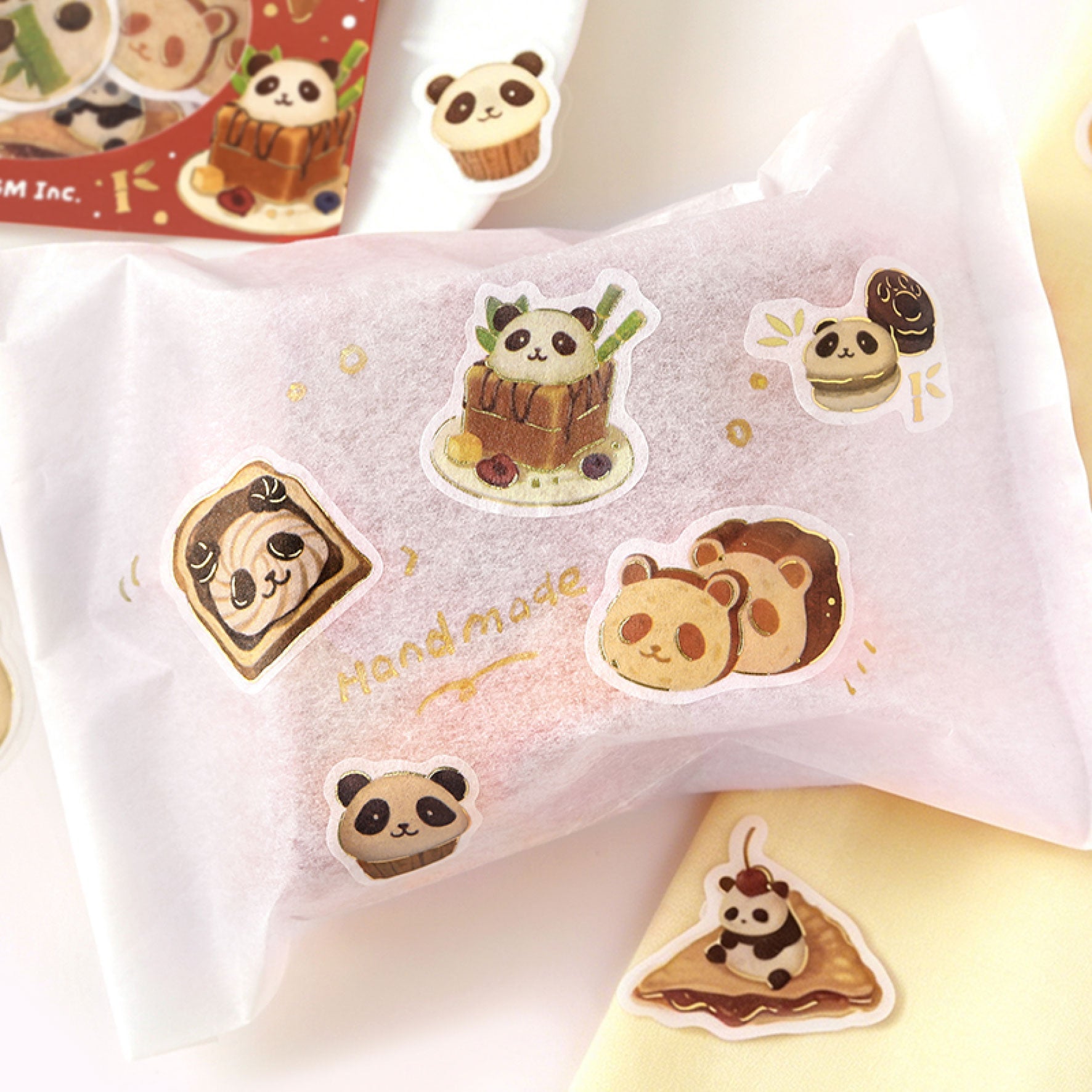Fluffy Animals Foil Flake Stickers - Panda Bread