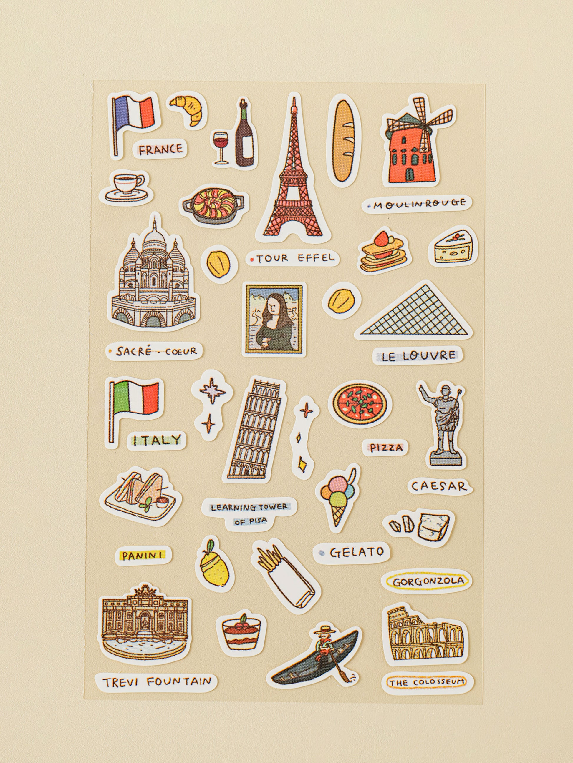 World Travel Landmark 4 Sheet Sticker Set by Daiso | Papertail Fox