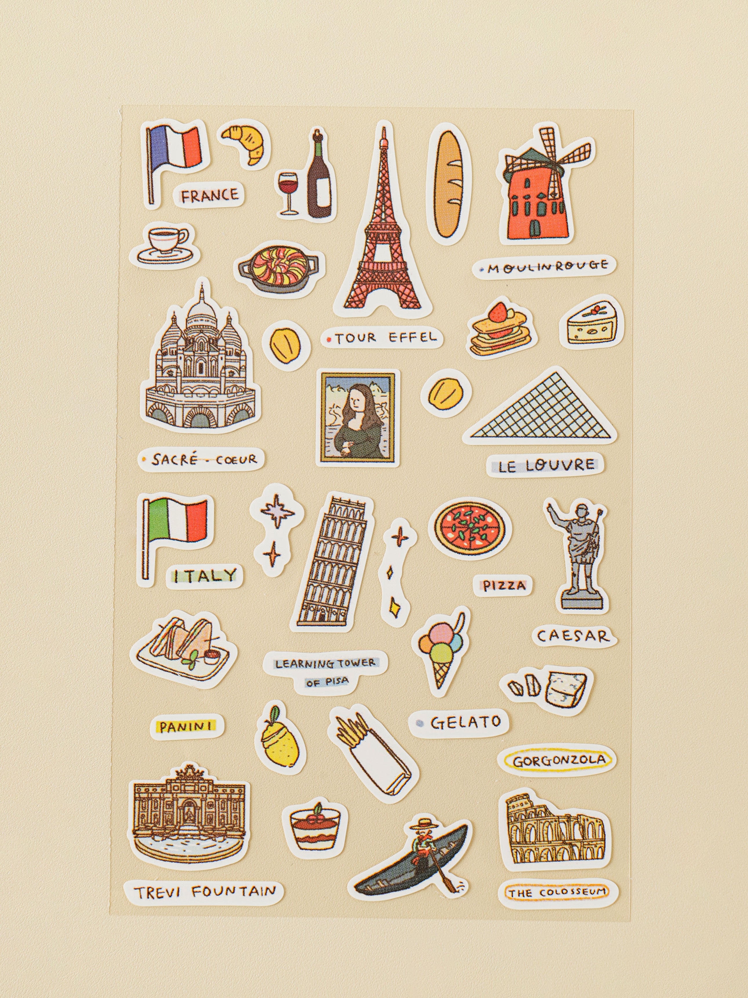 World Travel Landmark 4 Sheet Sticker Set by Daiso | Papertail Fox