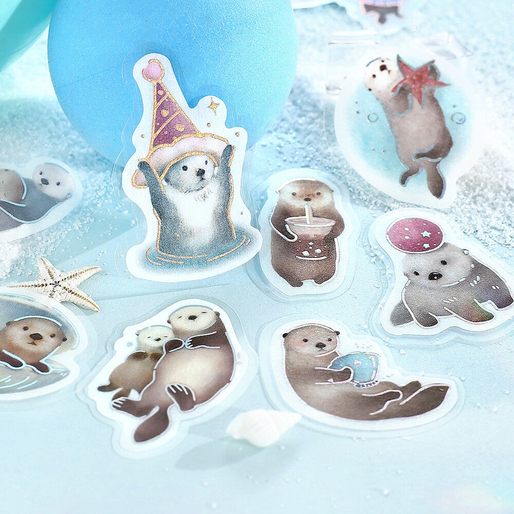 IPPAI Foil Flake Stickers - Lots of Sea Otters