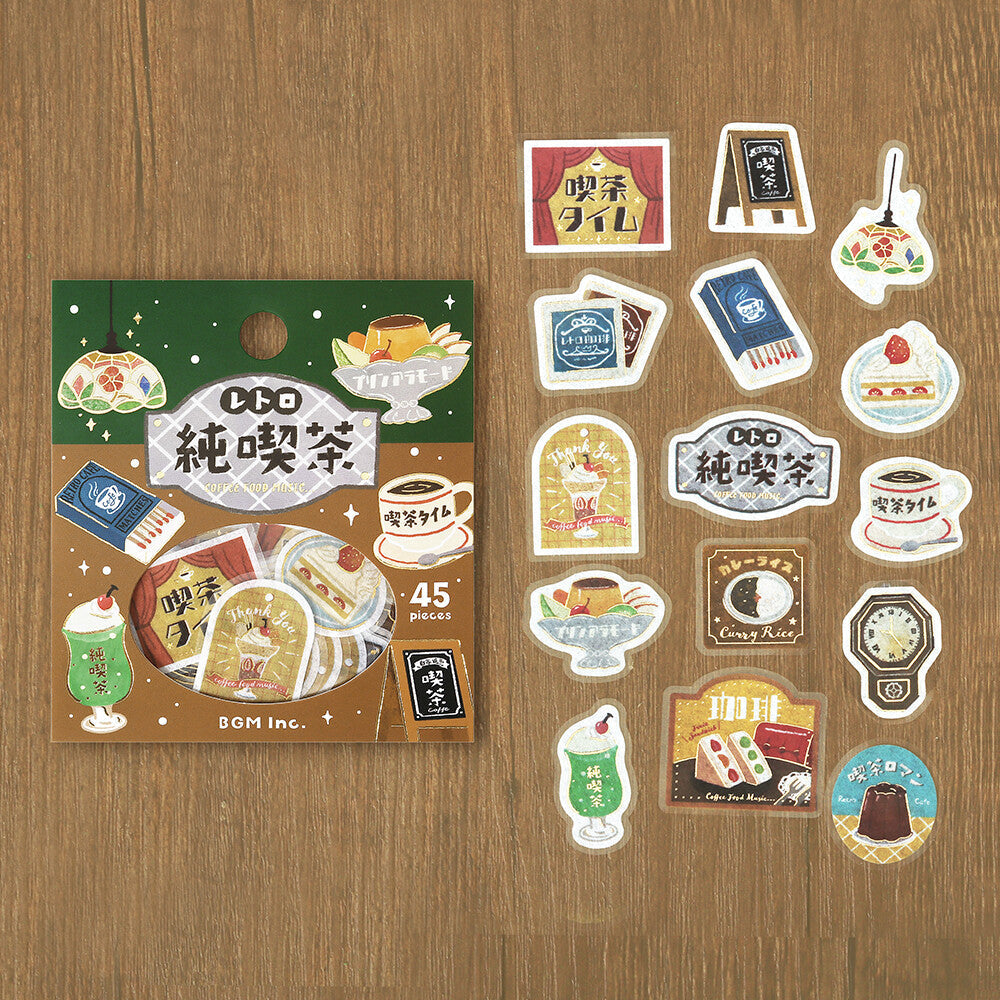 Retro Stroll Foil Flake Stickers - Coffee Shop