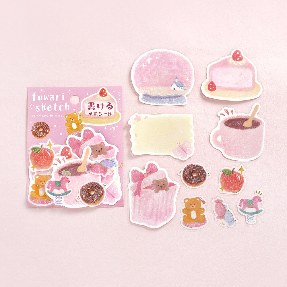 Fuwari Sketch Memo Stickers - Pink