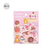 Fuwari Sketch Memo Stickers - Pink
