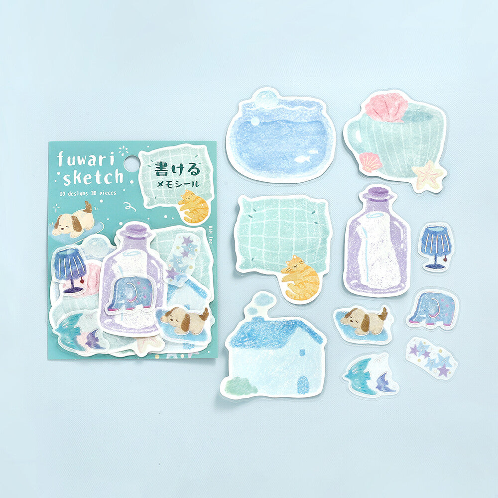 Fuwari Sketch Memo Stickers - Blue
