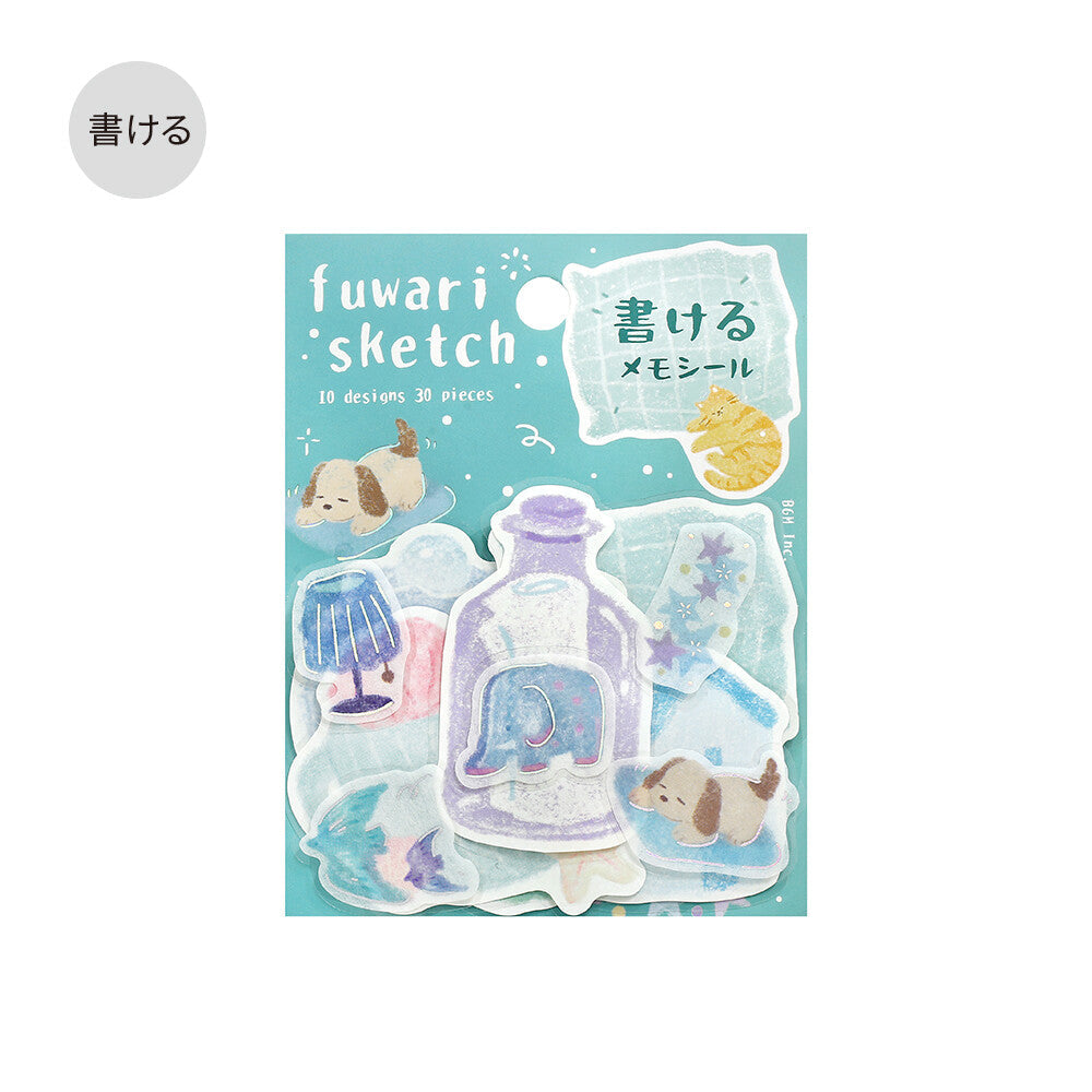 Fuwari Sketch Memo Stickers - Blue