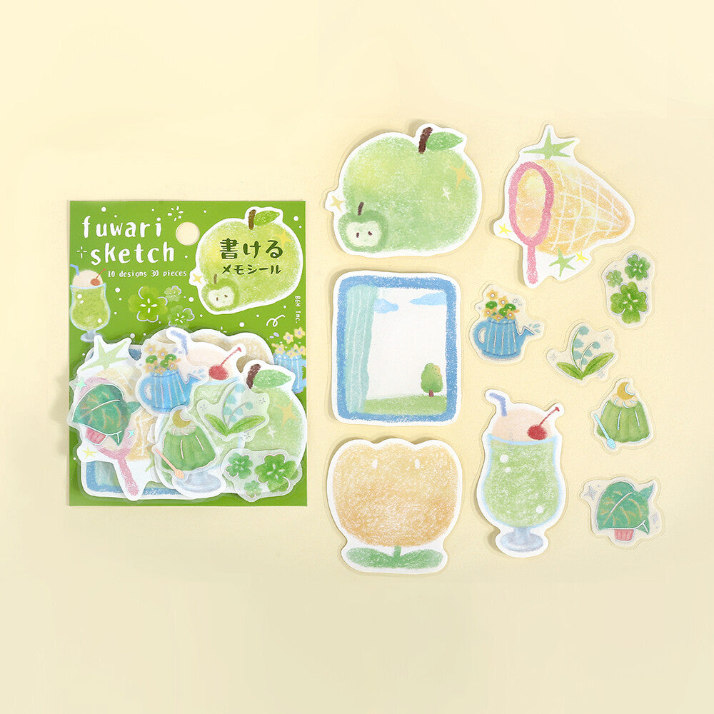 Fuwari Sketch Memo Stickers - Green