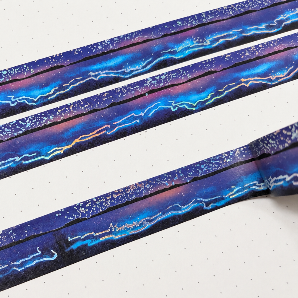 Holographic Bioluminescent Beach Washi Tape | Adrian Sloth Art