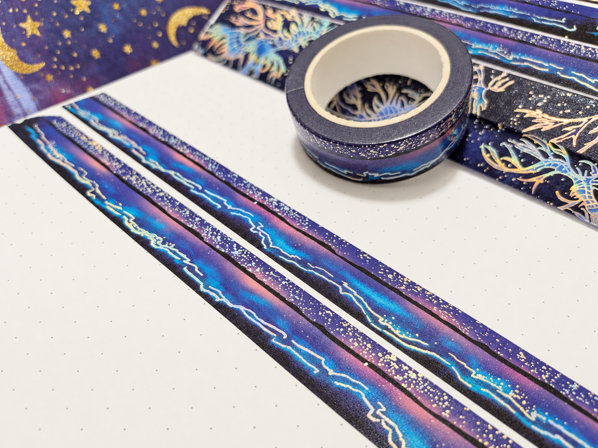 Holographic Bioluminescent Beach Washi Tape | Adrian Sloth Art