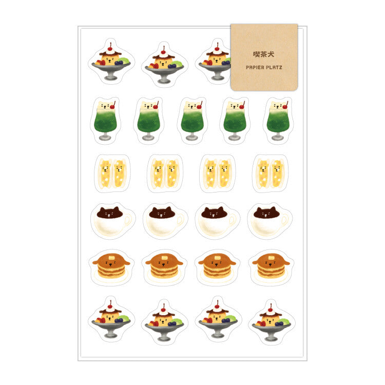 Cafe Dog Kawaii Sticker Sheet by Aoyoshi | Papertail Fox
