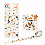 All Cats Mini Kit by World Craft, sticker sheet, washi flakes and washi tape together | Papertail Fox