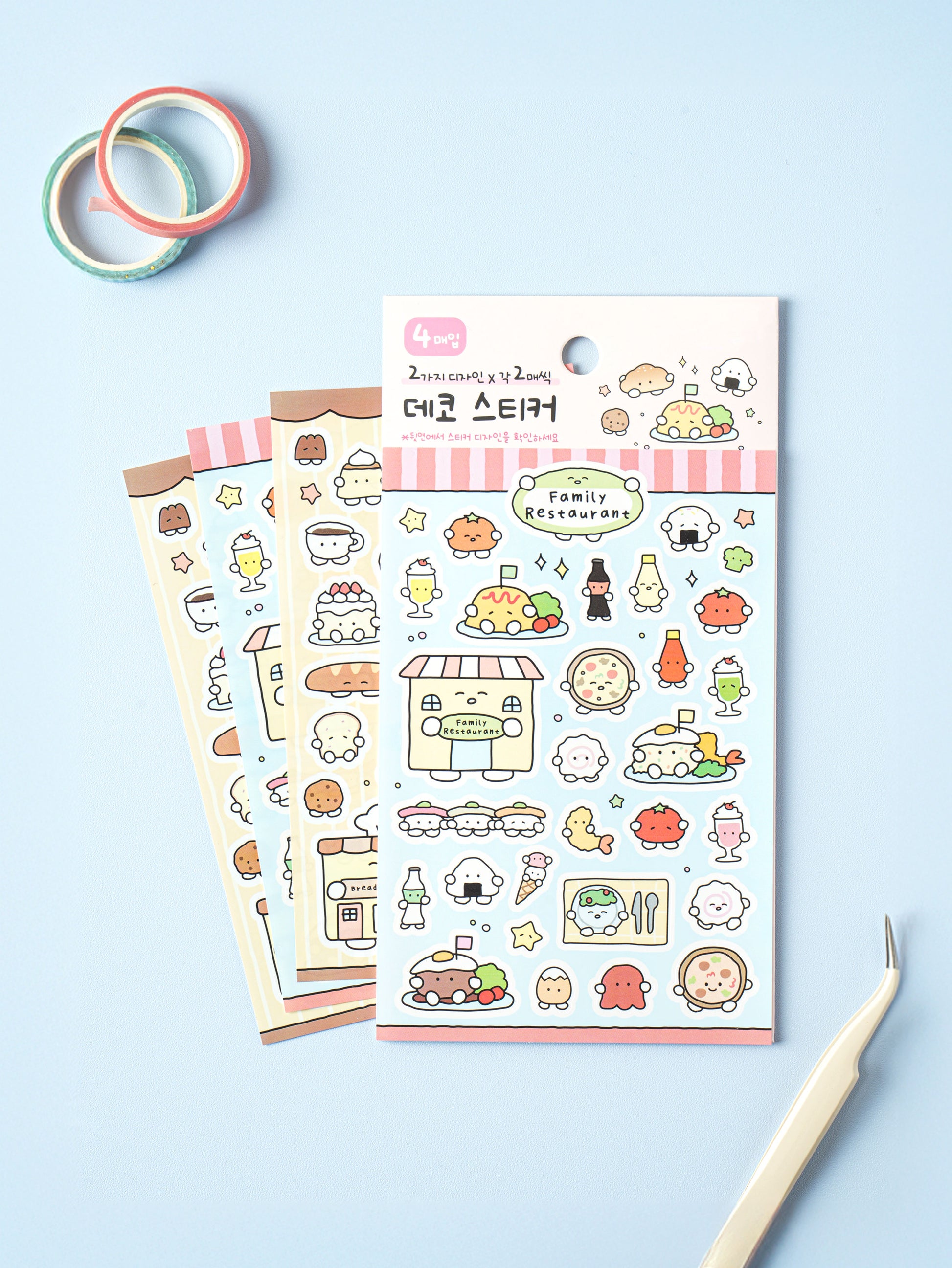 Restaurant & Bakery Cafe Food 4 Sheet Sticker Set by Daiso | Papertail Fox