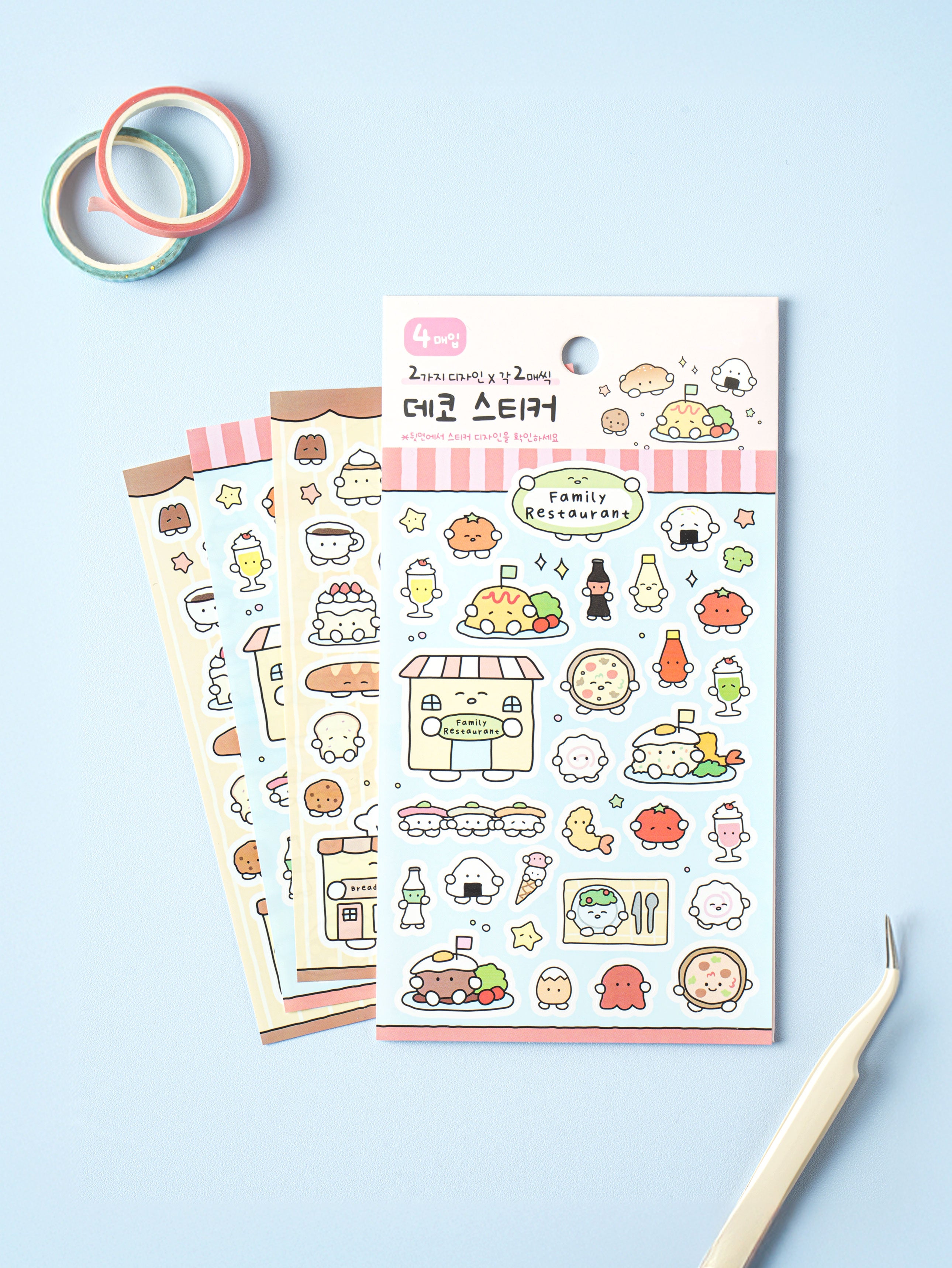 Restaurant & Bakery Cafe Food 4 Sheet Sticker Set by Daiso | Papertail Fox
