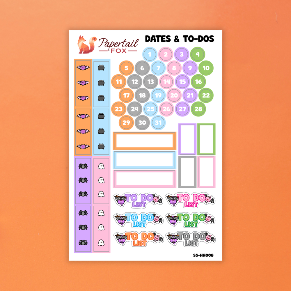 Dates & To-Dos Haunted Harvest Deco Sheet | Papertail Fox
