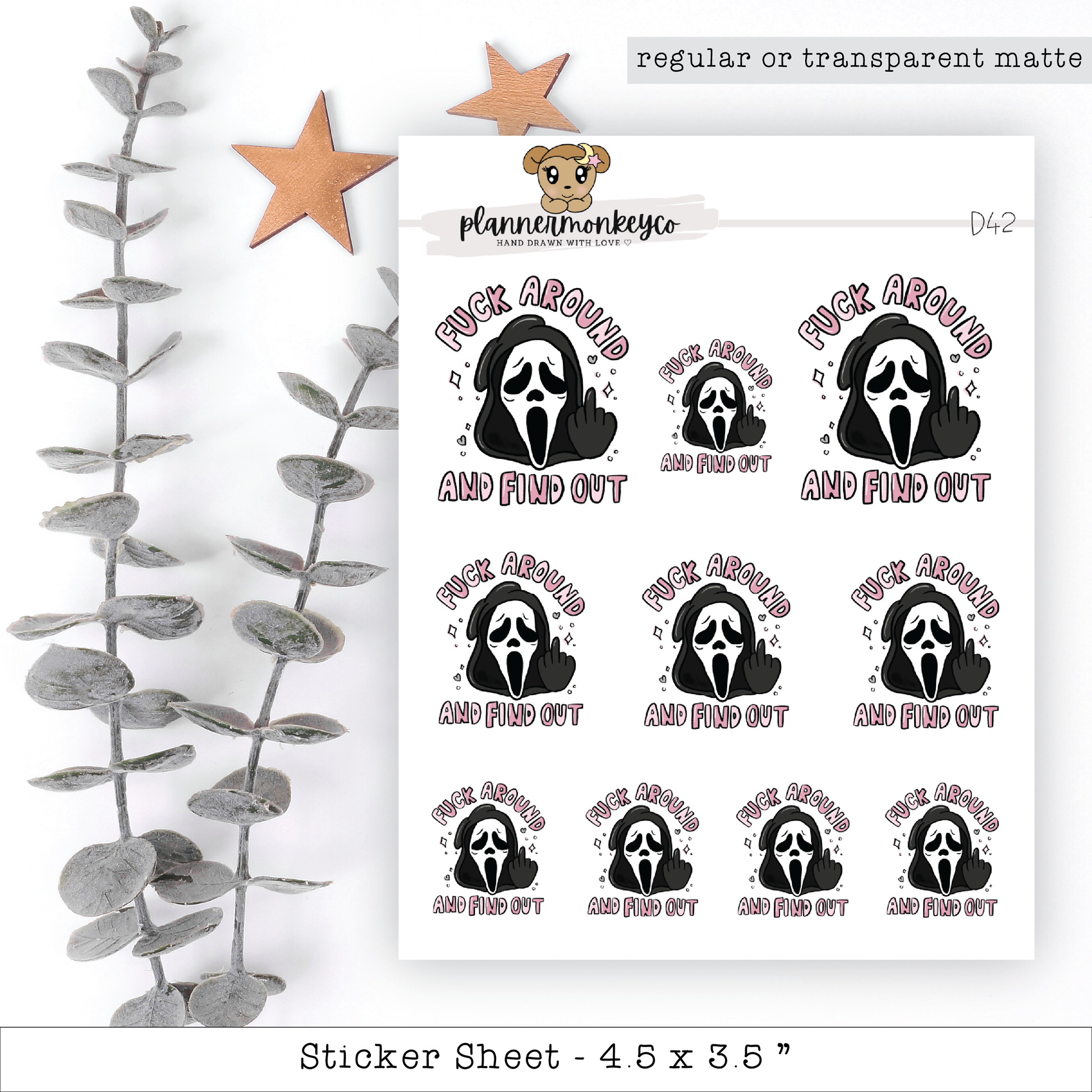 F Around and Find Out Ghost Doodle Stickers by Planner Monkey Co | Papertail Fox