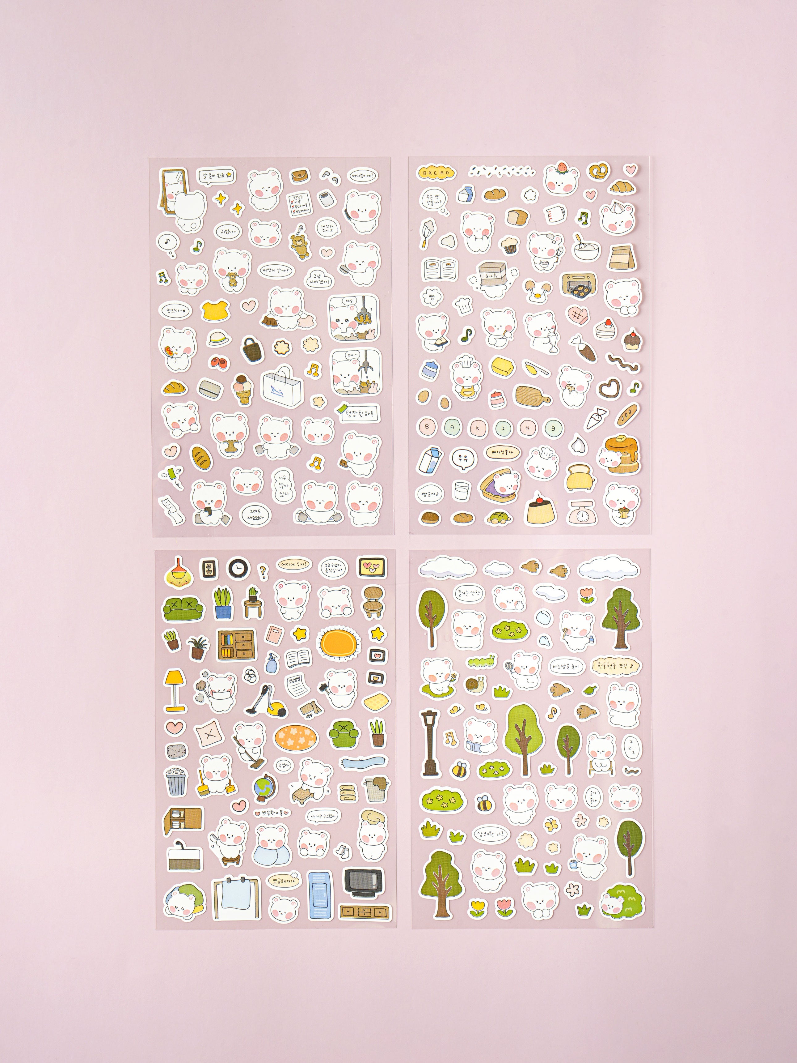 Rosy Cheek Bear Daily Life 4 Sheet Sticker Set by Daiso | Papertail Fox