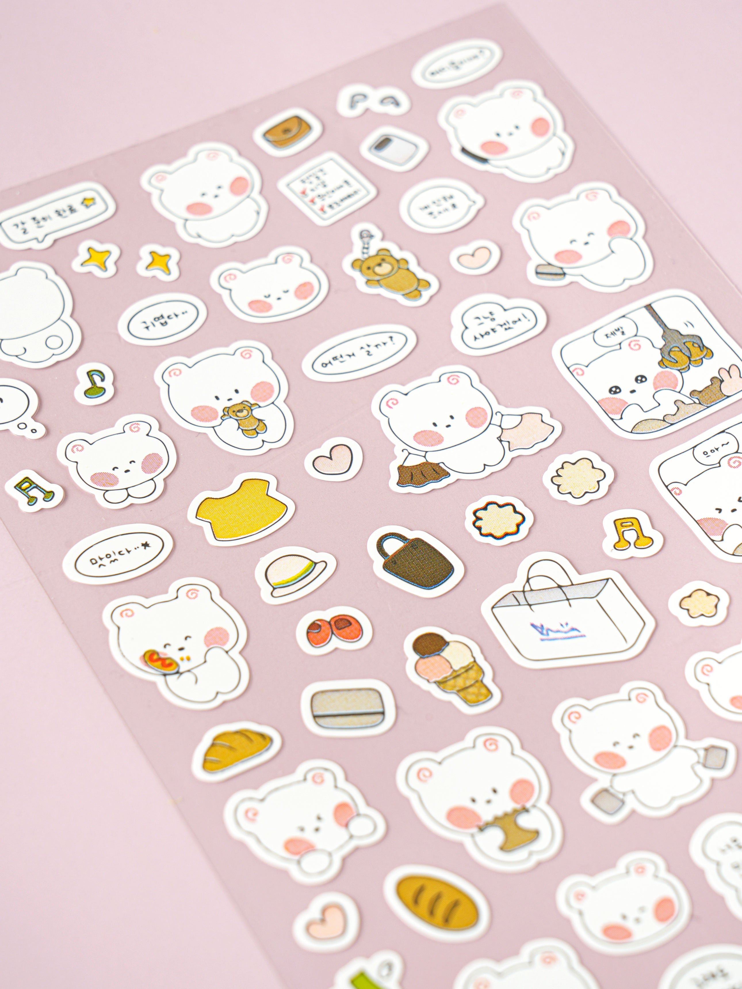 Rosy Cheek Bear Daily Life 4 Sheet Sticker Set by Daiso | Papertail Fox