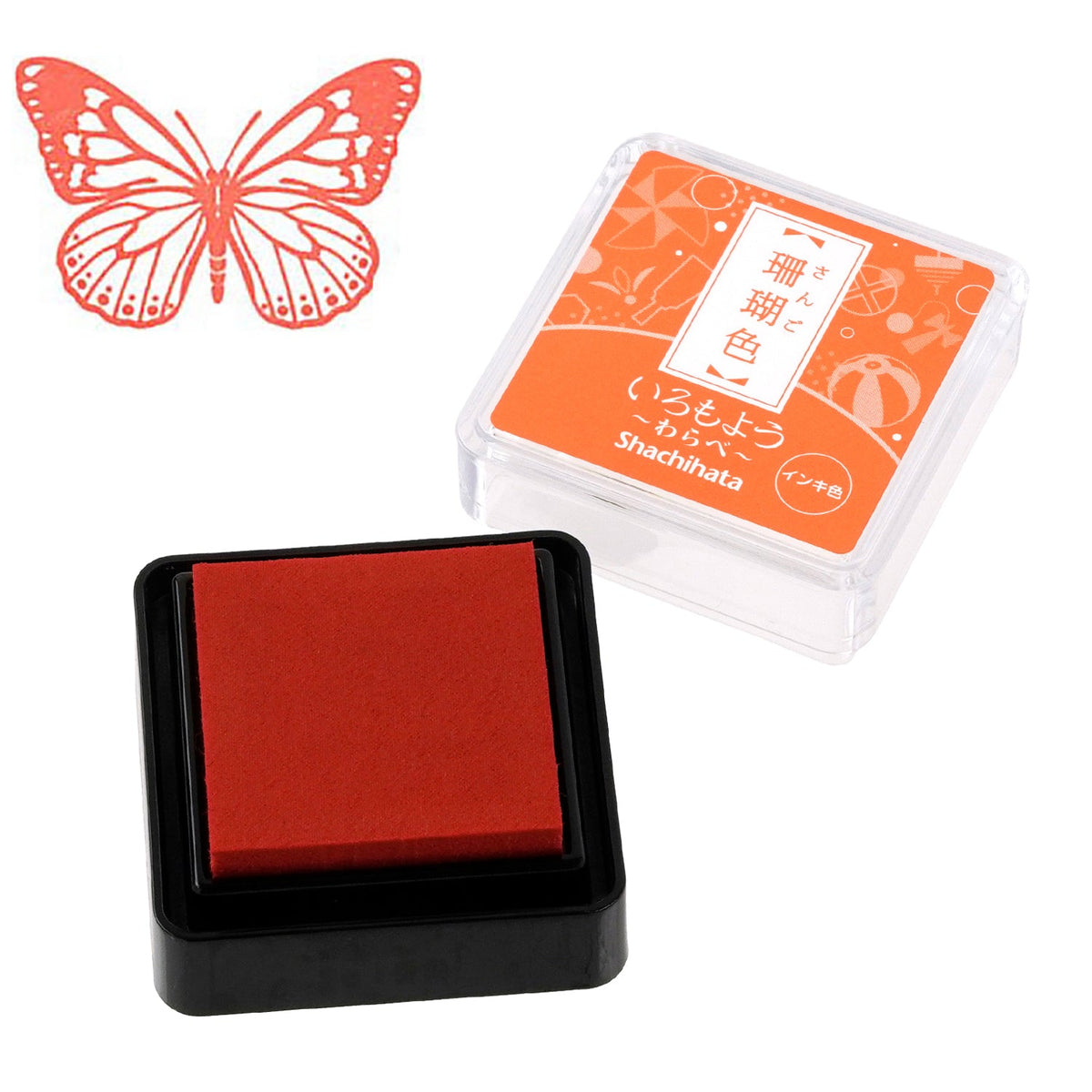 Iromoyo Warabe Mini Stamp Pad, Sango-iro (Coral) | Shachihata