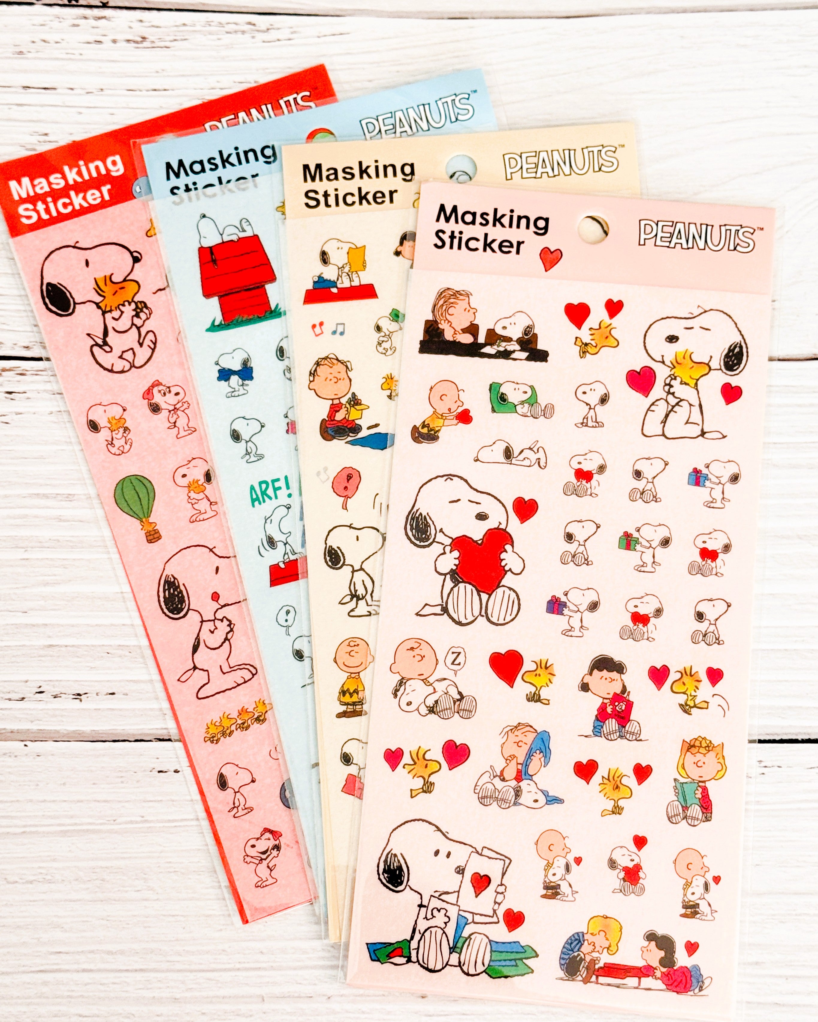 Peanuts "Classic Comic" Masking Sticker Sheets — Complete Set of 4 (Washi Material)