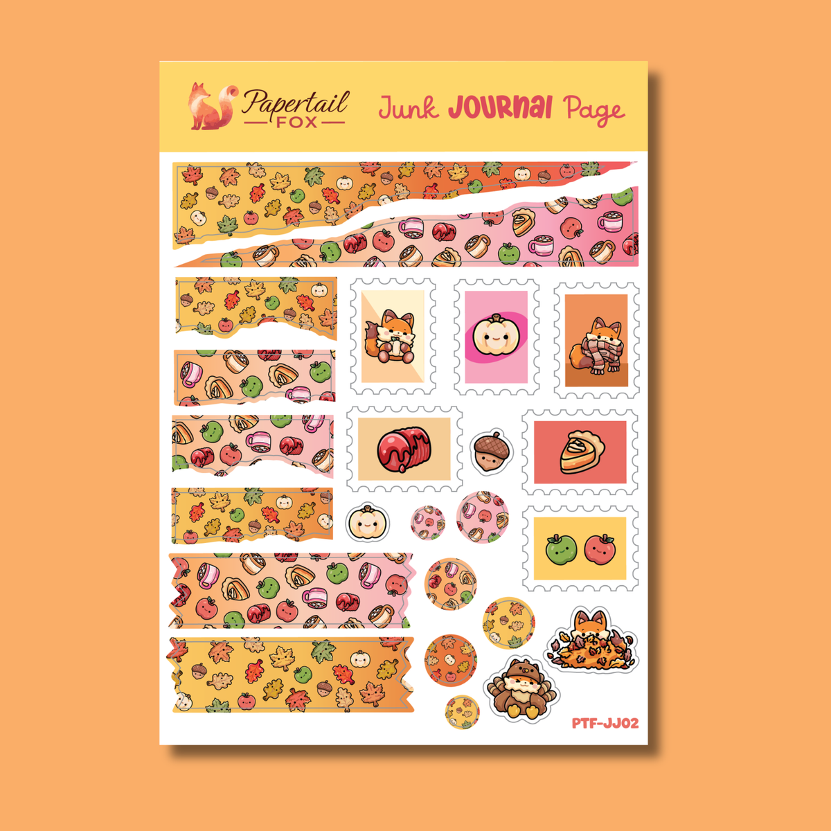 Autumn Foxes Junk Journal Page | Papertail Fox
