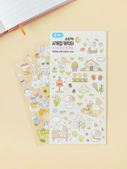 Four Seasons Puppy 4 Sheet Sticker Set by Daiso | Papertail Fox