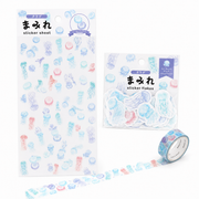 All Jellyfish Mini Kit by World Craft, sticker sheet, washi flakes and washi tape together | Papertail Fox