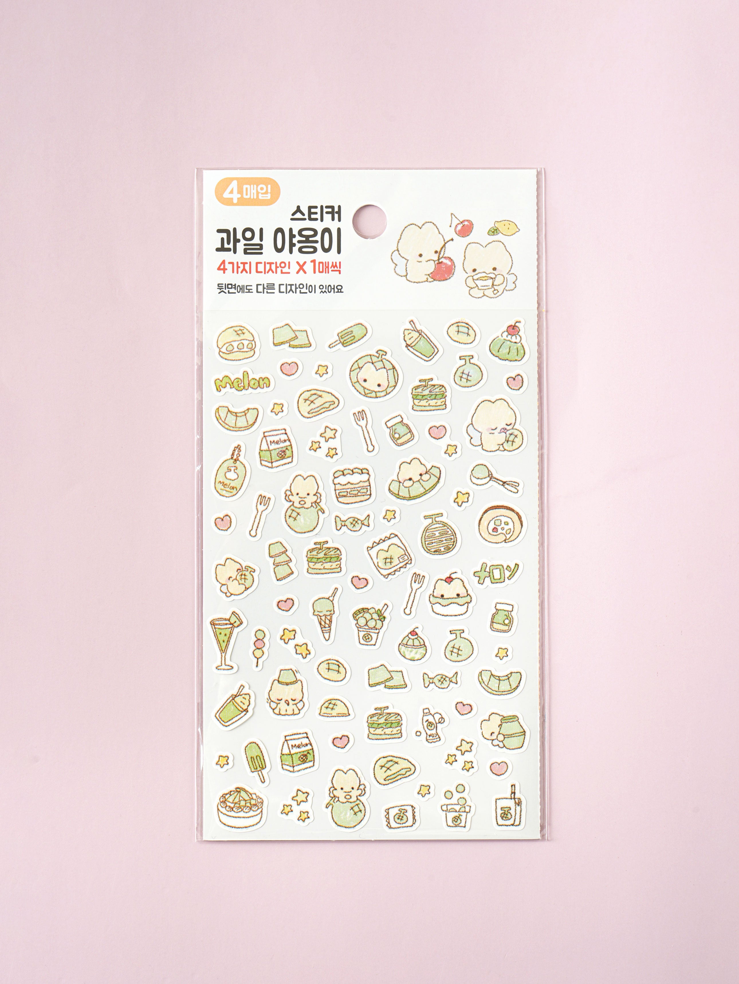 Fruit Kitty 4 Sheet Sticker Set by Daiso | Papertail Fox